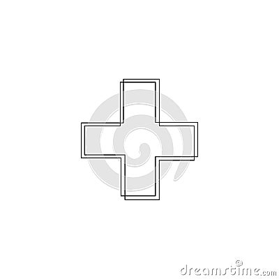 Continuous one line medical cross. Stock illustration. Vector Illustration