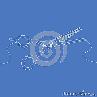 Continuous one line Scissors vector concept Vector Illustration