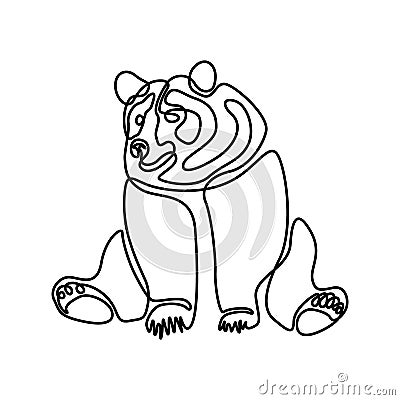 Continuous one line Sitting bear. Vector illustration. Vector Illustration