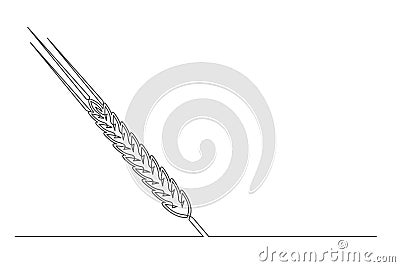 Continuous one line spikelet Vector Illustration