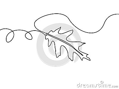 Continuous one line tree leaf. Vector illustration. Vector Illustration