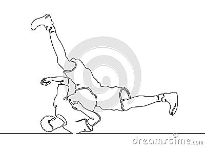 Continuous one painted single line dancer breakdance move Stock Photo