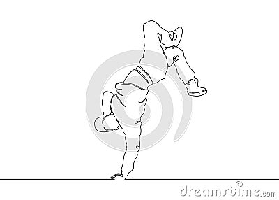 Continuous one painted single line dancer breakdance move Vector Illustration