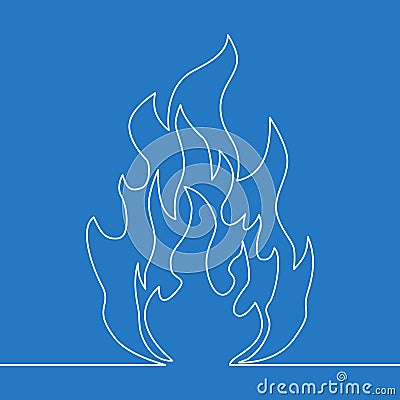 Continuous one line drawing fire icon concept Vector Illustration