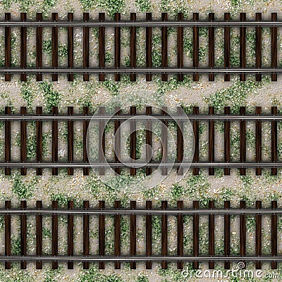 Continuous rails pattern. Railway background Stock Photo