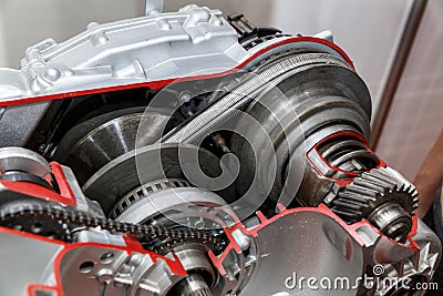 Continuously Variable Transmission or CVT cutaway Stock Photo