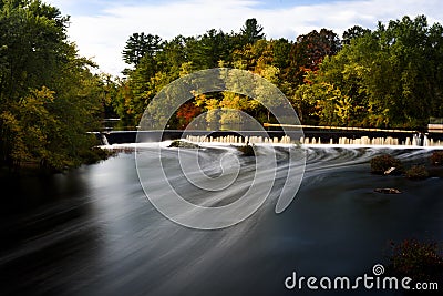 Contoocook river dam and water stream Stock Photo