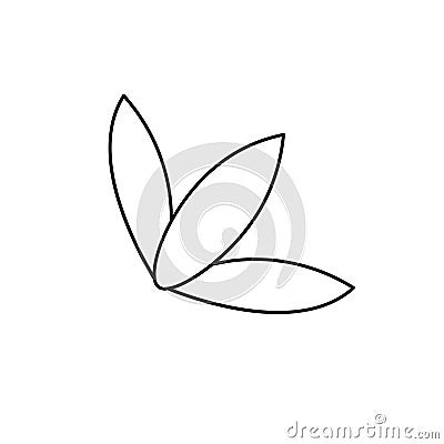 Contour black-and-white drawing of three leaves. Vector illustration. Coloring page Vector Illustration