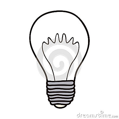 contour bulb brain electric icon Cartoon Illustration