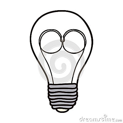 contour bulb brain electric icon Cartoon Illustration