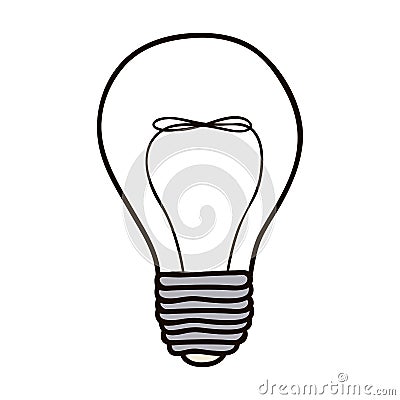 contour bulb brain electric icon Cartoon Illustration