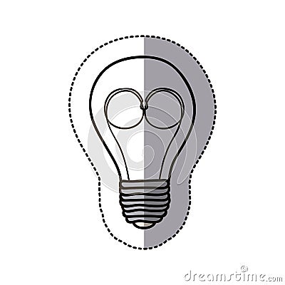 contour bulb brain electric icon Cartoon Illustration