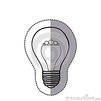 contour bulb brain electric icon Cartoon Illustration