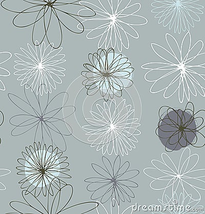 Contour decorative ornate background with round fantasy flowers Vector Illustration