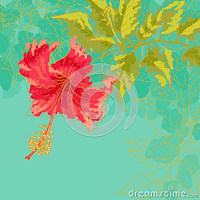 Hibiscus flower on toned background Vector Illustration