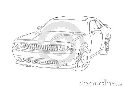 Contour drawing muscle car.cdr Vector Illustration