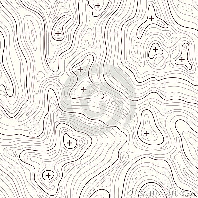 Contour elevation topographic seamless vector map Vector Illustration