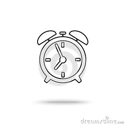 Contour gray alarm clock vector icon isolated on white background Vector Illustration