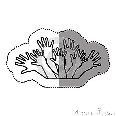 contour hands up together icon Cartoon Illustration