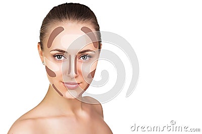 Contour and highlight makeup. Stock Photo