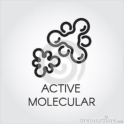 Contour icon of active molecular structure. Logo in outline style. Black pictograph for study, science, medicine concept Stock Photo