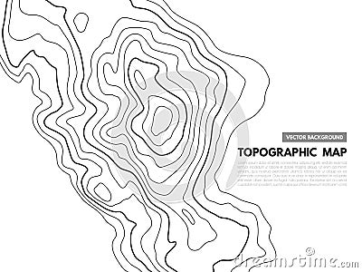 Contour line map. Topographical relief outline, cartography texture geographic world mapping grid terrain trails, vector Vector Illustration