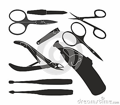 Contour of manicure tools Vector Illustration