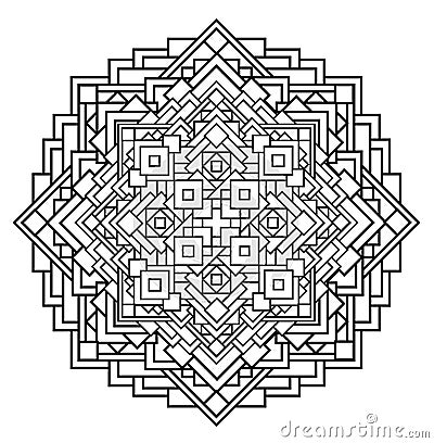 Contour, monochrome Mandala. ethnic, religious design element Vector Illustration