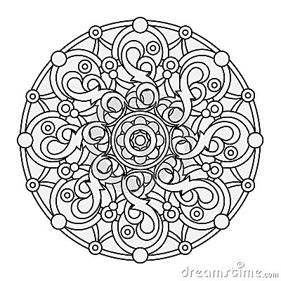 Contour, monochrome Mandala. ethnic, religious design element Vector Illustration