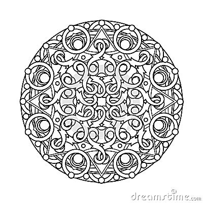 Contour, monochrome Mandala. ethnic, religious design element Vector Illustration