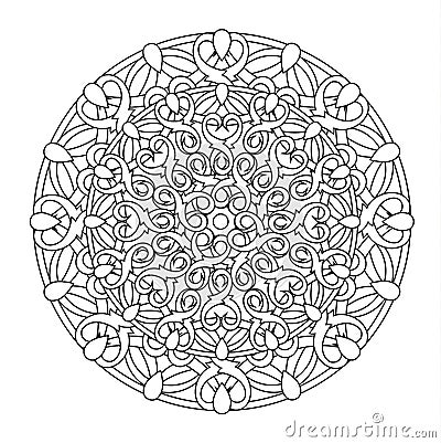 Contour, monochrome Mandala. ethnic, religious design element Vector Illustration