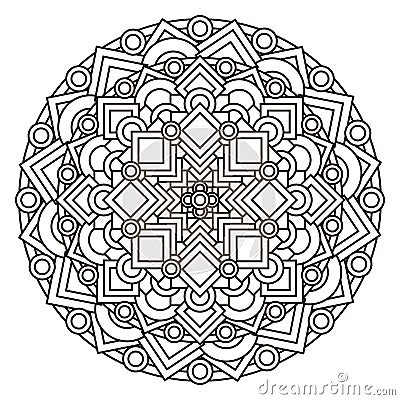 Contour, monochrome Mandala. ethnic, religious design element with a circular pattern Vector Illustration
