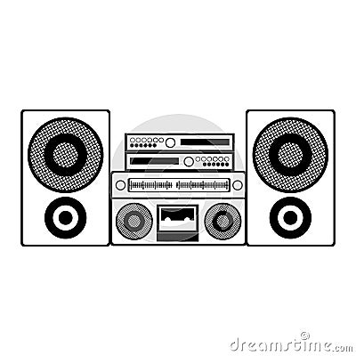 contour monochrome with sound system stereo Cartoon Illustration