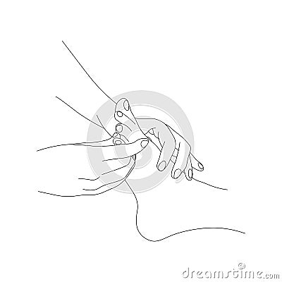 Contour movements during foot massage, basic foot massage movements, vector illustration of spa treatments for foot health Cartoon Illustration