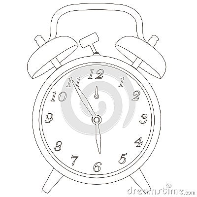 Contour of the old clock with alarm clock. Vector illustration Vector Illustration