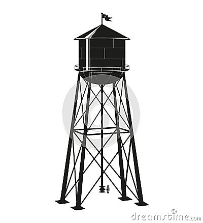 Contour of the old water tower Vector Illustration