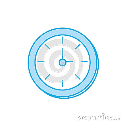 Contour round wall clock object to know the time Vector Illustration