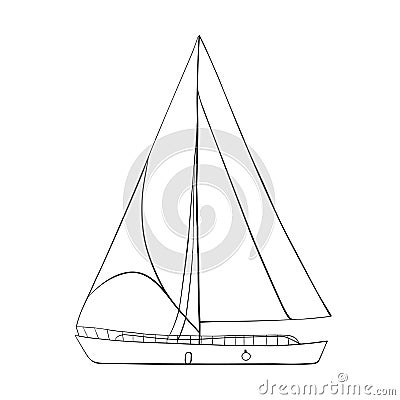 Contour of sailboats isolated on white. Vector Illustration