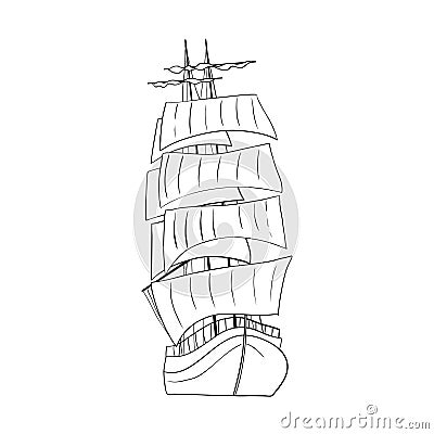 Contour of sailboats on white. Vector Illustration