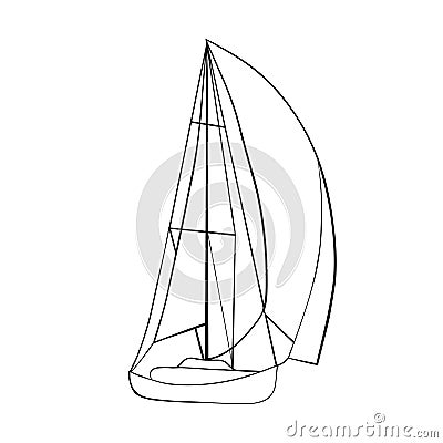 Contour of sailboats on white. Vector Illustration