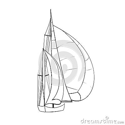 Contour of sailboats on white. Vector Illustration