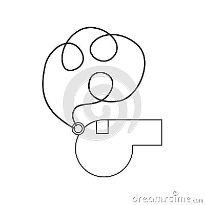 Contour silhouette of whistle with cord Vector Illustration