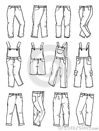 Contour of skirts with asymmetry and folds Vector Illustration