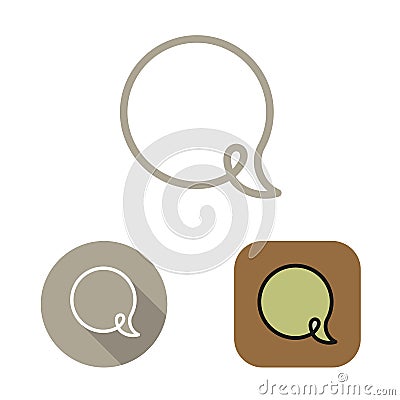 Contour social network babble icon and stickers set Vector Illustration