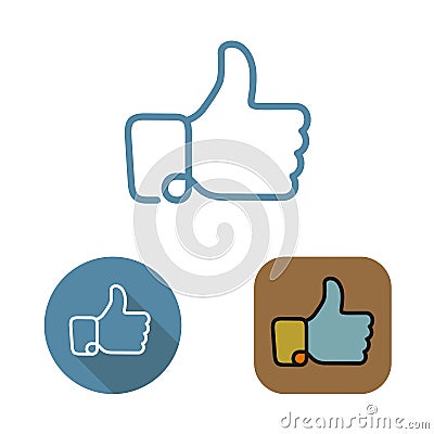 Contour social network like icon and stickers set Vector Illustration