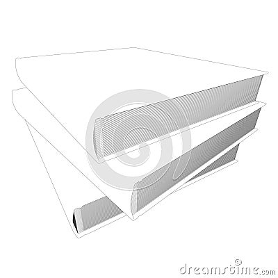 Contour of a stack of three books from black lines isolated on white background. Vector illustration Vector Illustration