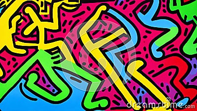 Contoured limb shapes in cartoonish style, oil painted canvas colorful background, rainbow colors. Modern, abstract texture, Oil Stock Photo