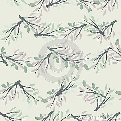 Contoured seamless pattern with navy blue branches ornament and lemon fruit shapes. Grey background Vector Illustration