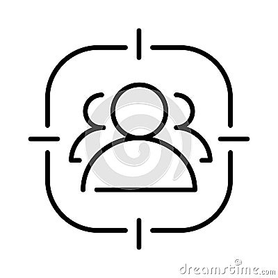 Contoured simple staff search icon vector illustration. Headhunting, choosing candidate, recruiting Vector Illustration