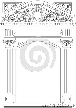 Contouring coloring of classical arch Stock Photo